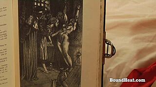 Naughty lesbian slave fingering and kissing horny madame in bdsm domination.