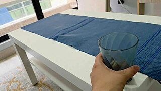 My neighbor lets me in, showing off her sexy uniform.