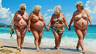 Four grannies show off their huge tits