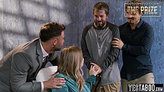 Why do curvy big boobs milfs fuck stepfamily on game show