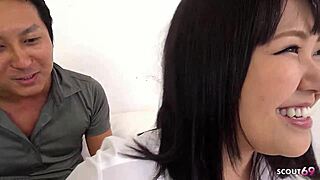 petite curvy japanese teen with big saggy natural tits at interracial mmf creampie fuck in uncensored japan porn