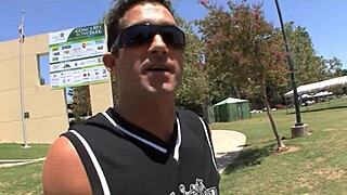 The blonde chick gets fucked hard in a hardcore session with blowjob and cumshot