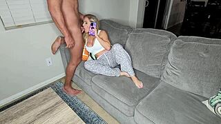 The free use slut answers a phone call while getting fucked