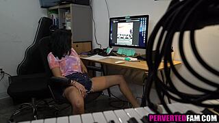 ebony step sister caught masturbating leads to family taboo fucking