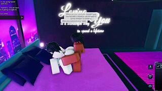 Horny slut gets dicked down by her king in roblox