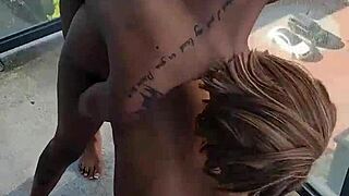 Kashofficials is getting strapped by Renity Love on the balcony