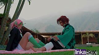 mitsuri and tanjiro share cosplay anal moment