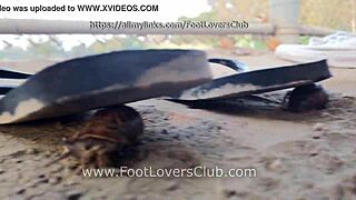 Is giantess Maria crushing snails for unaware foot lovers in this candid video?