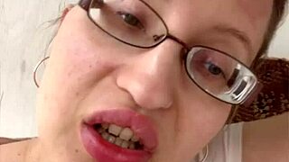 Blonde Russian With Huge Lips And Long Hair In Fetish Glasses!