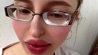 Blonde Russian With Huge Lips And Long Hair In Fetish Glasses!