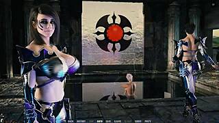 Two milfs share a big white cock!