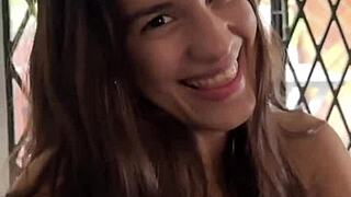 First casting with 18yo busty skinny brazilian teen latina - pov blowjob