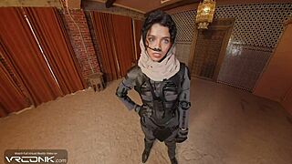 vr conk brunette chani in uniform rides atreides in dune cosplay parody pt 3