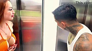 I meet my neighbor in the elevator and fuck her outdoors