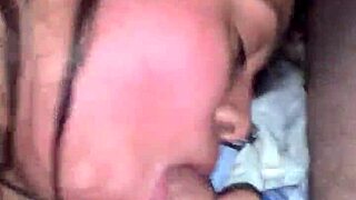 This chubby mexican girl from tinder sucks cock deep and gets face-fucked hard