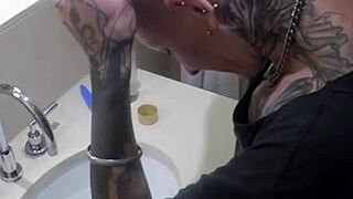 watch vilja transform by shaving head and pussy smooth for perfect hairless role