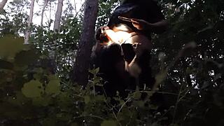 Stepsister mouth fucked in woods to avoid boyfriend.