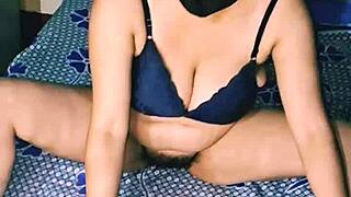 desi indian girl inserting dildo into hairy pussy moaning