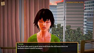 My new family brings together a brunette, redhead, and teen with small tits in an erotic game.