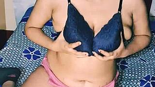 desi indian girl inserting dildo into hairy pussy moaning