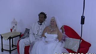 Laceystarr, the granny bride, gets fed cum after a big black cock pounding