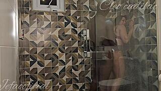 Cleo Cadillac Gets Fucked By Her Friend In The Bathroom Hair Pulling