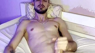 muscular brazilian bodybuilder jerks off solo