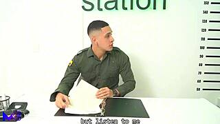 A policeman fucks brunette whore in prison