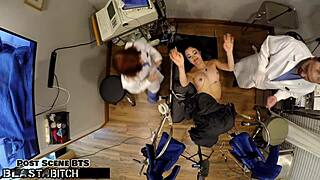 blaise celestes mouth gets blasted with huge load of cum backstage.