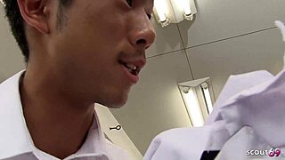 petite japanese teen seduces classmate on toilet