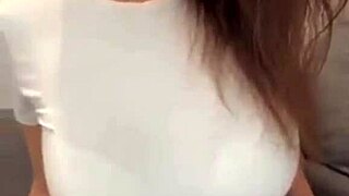 the stepmom in a short skirt flashes her bra