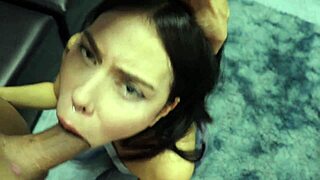 Stepbrother intensely sticks penis in taboo babysitter's mouth