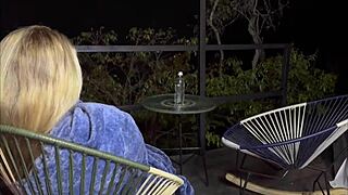 Big cock ghost fucks Colombian blonde big tits outdoors cum in mouth!