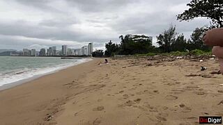 Babe asks to cum on tits