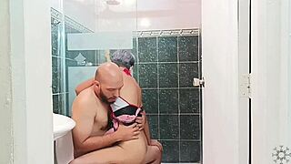 i love how my stepbrother's cock gets hard when he sees me cleaning