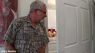 grandpa catches bbw rose lareine masturbating before fucking her