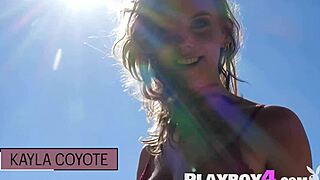 kayla coyote strips in amazing lingerie showing her big natural tits