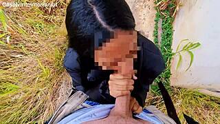 We stopped at an abandoned building and she sucked me off