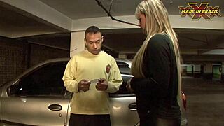 The humiliation of the blonde in front of her cuckold