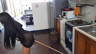Leaked video - famous mexican influencer in the kitchen with a broomstick