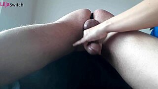 milking massage on bound cock with femdom mistress.