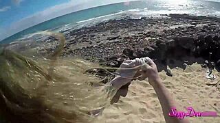 Intense POV doggystyle on the beach with SexyDeas.