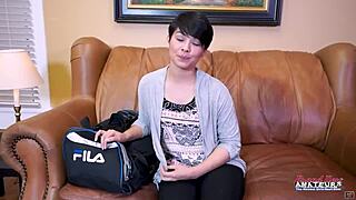 skinny brunette hottie jae scott rides cock in deep positions