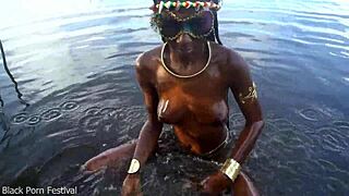 Hot Skinny African Village Girl Walking Naked in Her Village Probably Looking for Some Dick