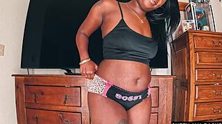 THICK EBONY COCK TEASE - big butt lingerie model queen ava