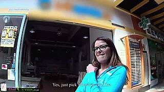 Shy teen girl in public at the mall, so cute and horny