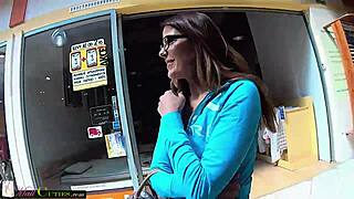 Shy teen girl in public at the mall, so cute and horny