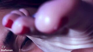 pretty redhead latina sucks brunette's toes in pov domination with choking and gagging