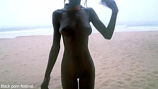 skinny ebony village girl dancing naked in the rain with her perfect slim body