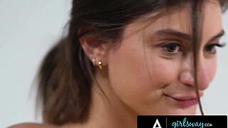 Beautiful girl gets her pussy fingered hard by crush after flowers from Girlsway